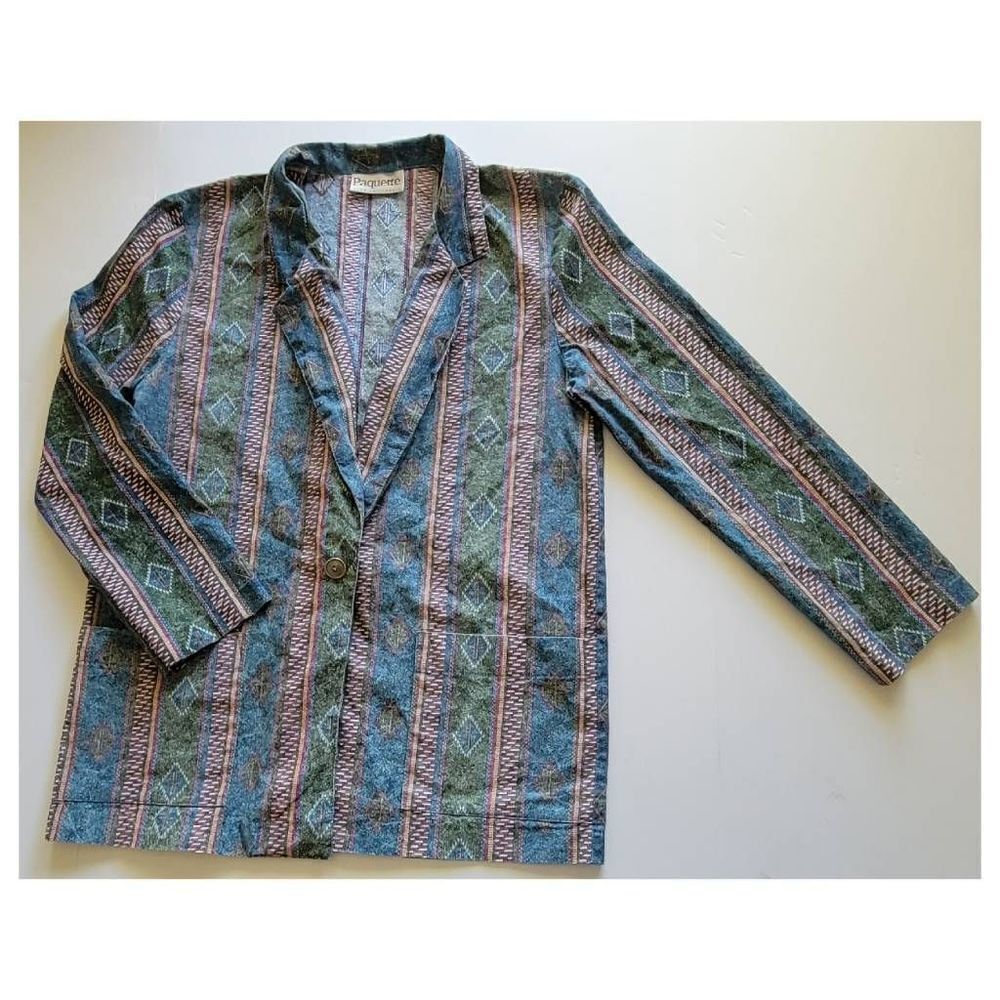 Vintage 1990's Paquette Southwest  Lightweight Cotton Blazer Jacket